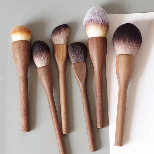 Jujube Wood Series Fiber Hair Loose Powder Brush Honey Powder Brush Seamless Foundation Blush Contouring Cosmetic