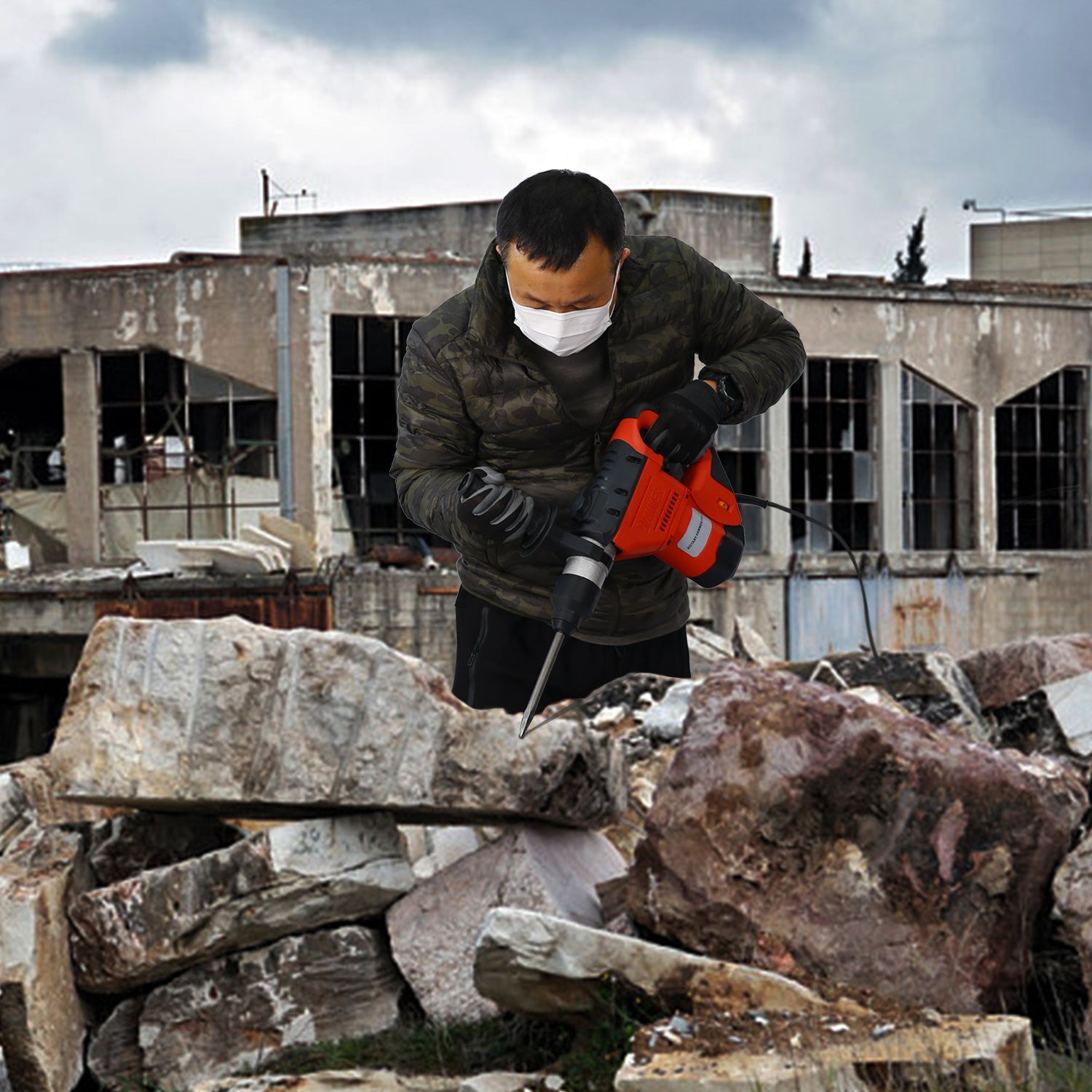 Rotary Hammer 1100W(Red + Black) 1-1/2&quot;  SDS Plus Rotary Hammer Drill 3 Functions