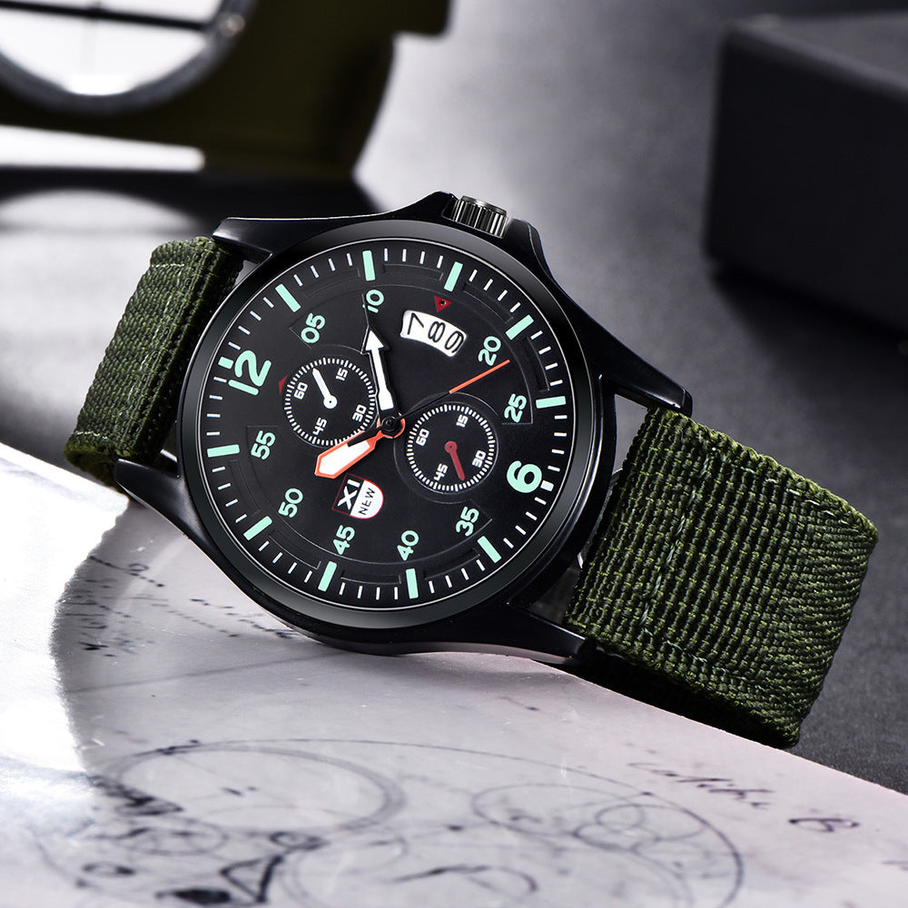 XINEW Men&#039;s Watch Fashion Nylon Belt Calendar Quartz Watch Men&#039;s Foreign Trade New Sports Watch Men&#039;s One Piece Generation