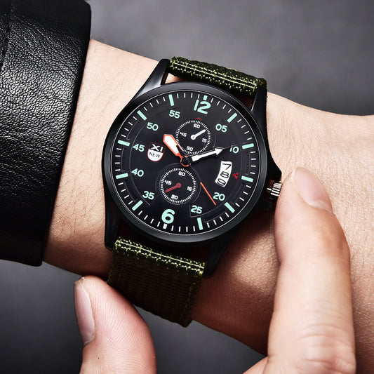 XINEW Men&#039;s Watch Fashion Nylon Belt Calendar Quartz Watch Men&#039;s Foreign Trade New Sports Watch Men&#039;s One Piece Generation