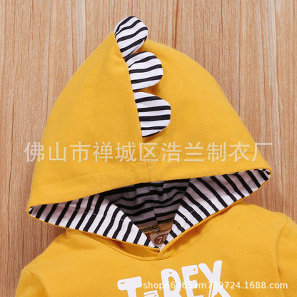 Cross-border Children&#039;s Clothing European And American Style Autumn And Winter New Products Solid Color Letters Boys Hooded Pullovers Animal Printing Foreign Trade Wholesale