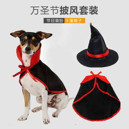 Amazon New Halloween Cloak Set Pet Dog Cloak Cat Cloak Hat Set Decorations