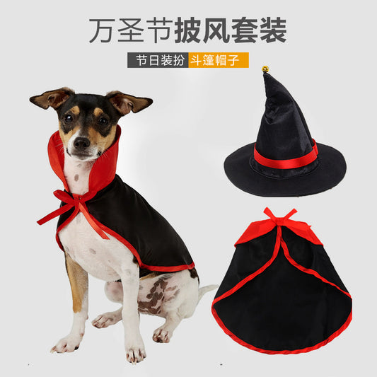 Amazon New Halloween Cloak Set Pet Dog Cloak Cat Cloak Hat Set Decorations