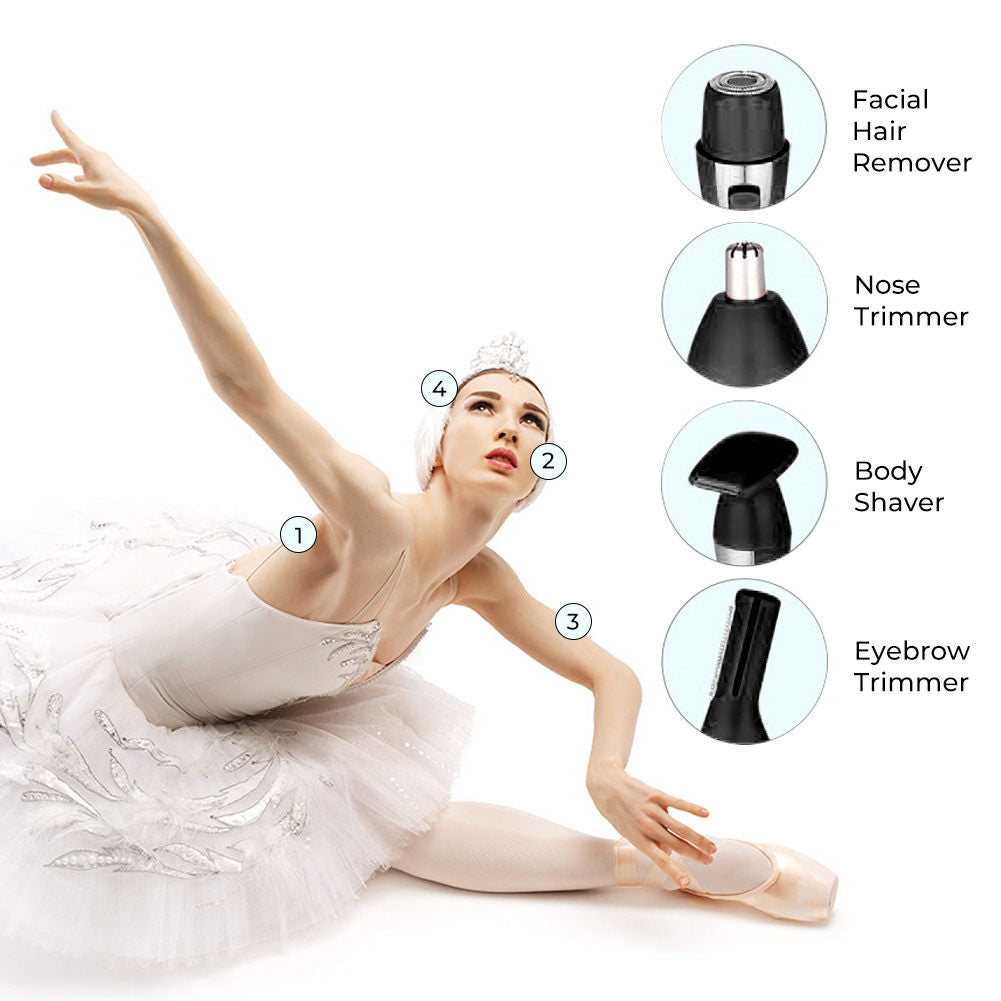 Nose hair trimmer 4-in-1 black