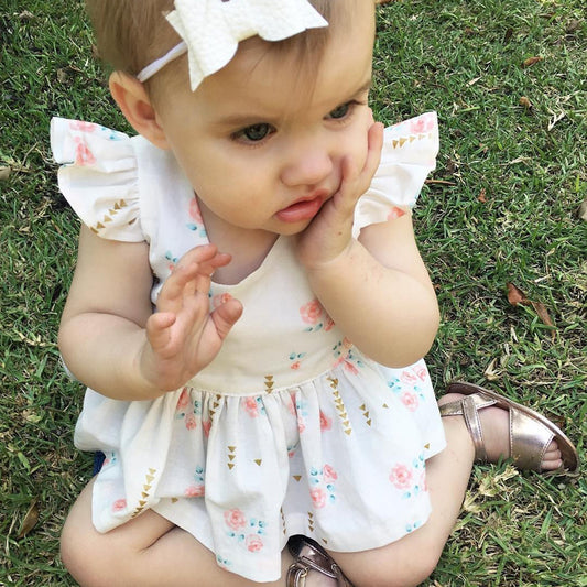 Baby love lvkong dress female baby fly sleeve flower print dress cotton children new kids clothing