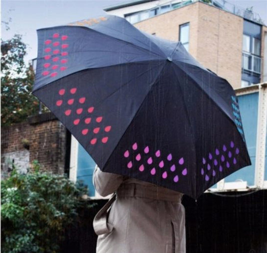 Water Color Changing Umbrella Tri-folding Hand-opening Color Gradient Raindrop Color Changing Umbrella Color Changing Umbrella Customization