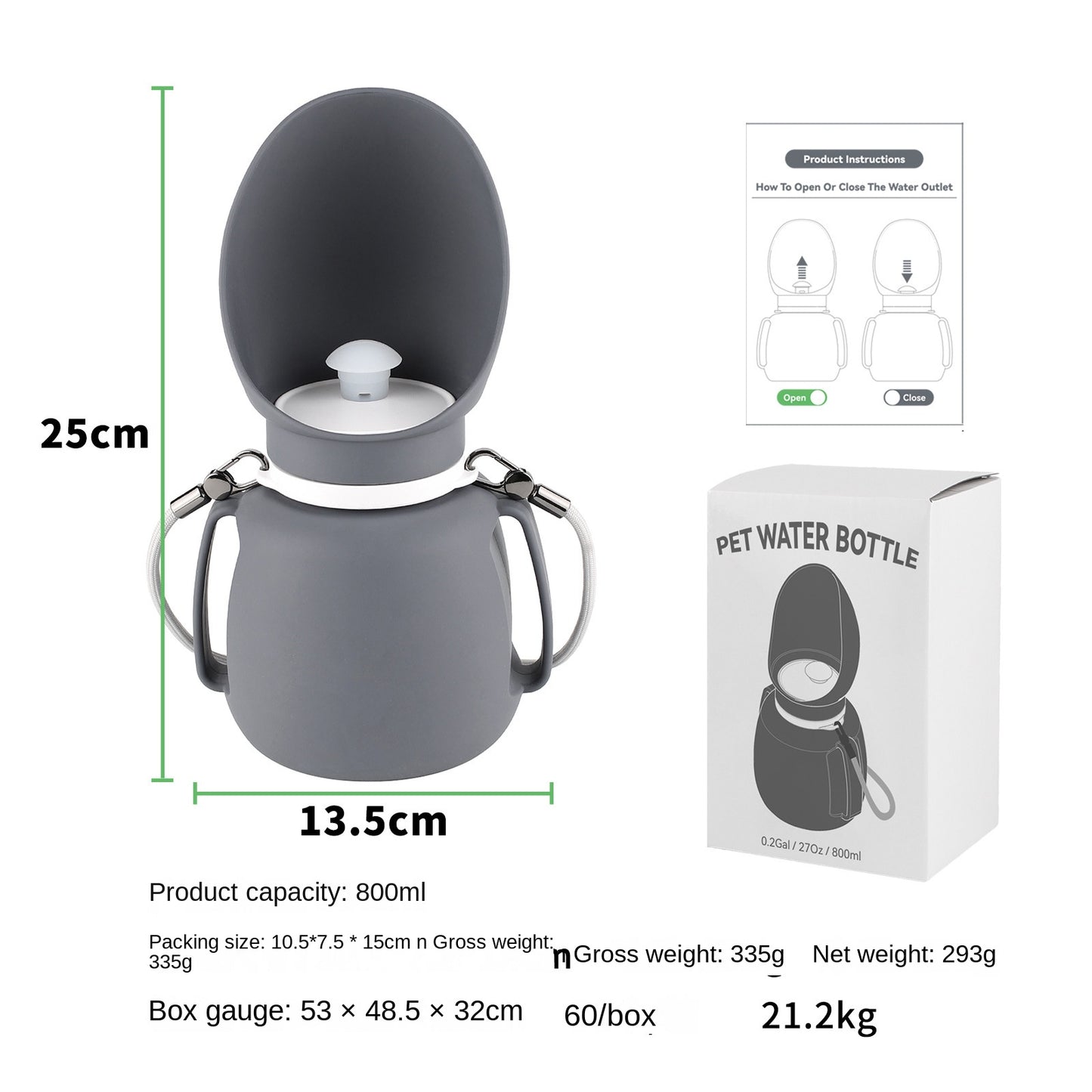 New Convenient Foldable Pet Water Bottle Accompanying Water Cup Outdoor Dog Walking Water Dispenser Pet Supplies