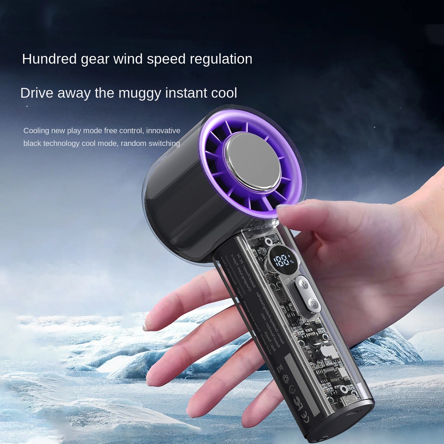 Handheld High-speed Small Fan USB Handheld Small Fan Semiconductor Refrigeration Turbine Desktop Fan