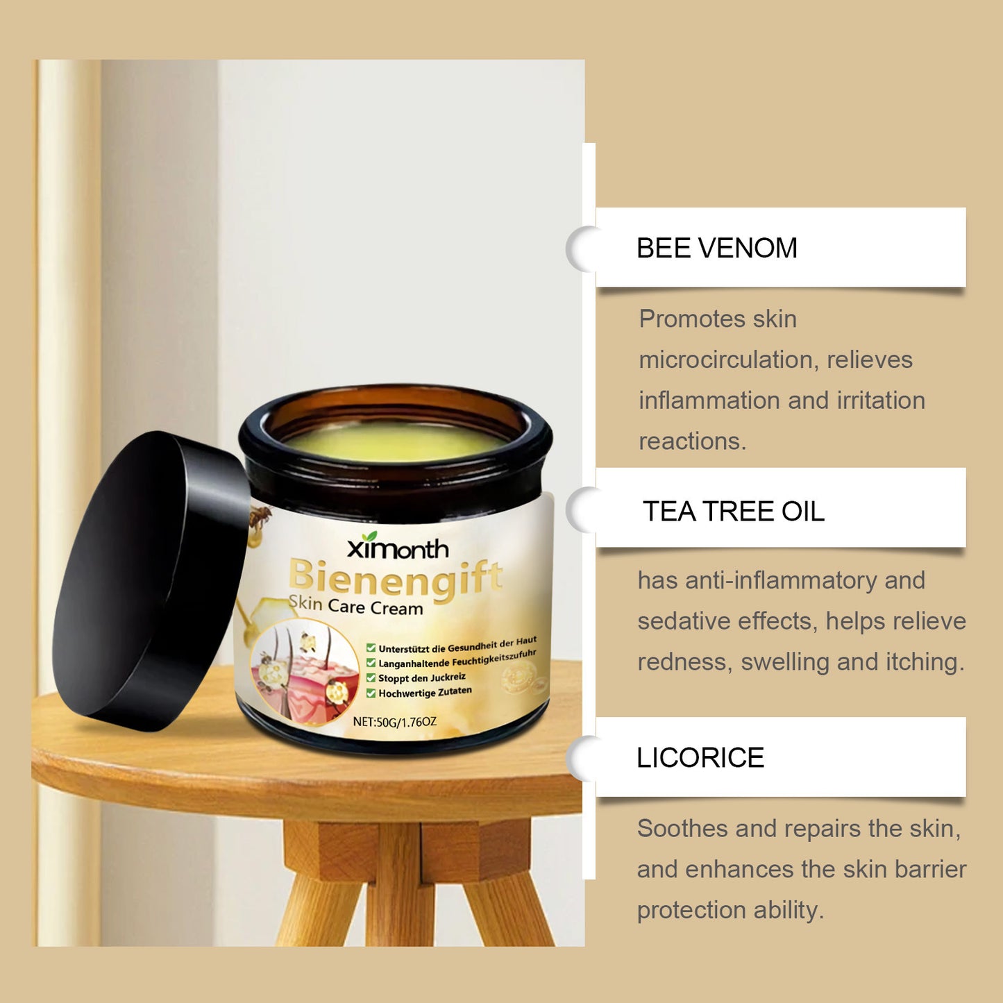 Bee Venom Gentle Herbal Blend Moisturizing Body Skin Smooth And Tender Neck Cream