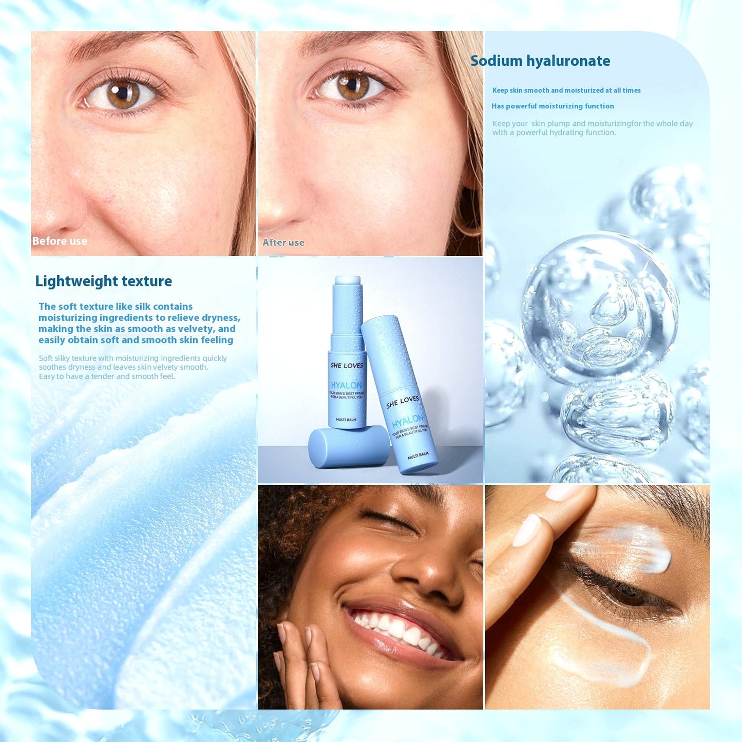 Hyaluronic Acid Moisturizing Before Makeup Base Cream Facial Stick
