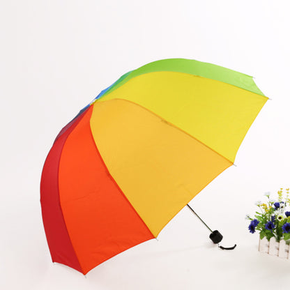 Factory Wholesale 22-inch 10-bone Insurance Class Hand-opened Inverted Pole Tri-fold Rainbow Umbrella Sunshade Rain Umbrella