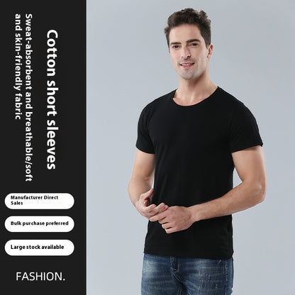 Round Neck Pure Cotton Loose T-shirt Men