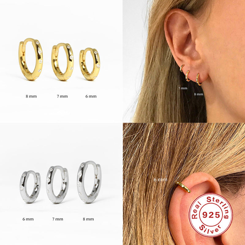 Europe And The United States Best-selling S925 Sterling Silver Round Diamond Earrings Stud Jewelry Cross-border Fashion INS Earrings Earrings