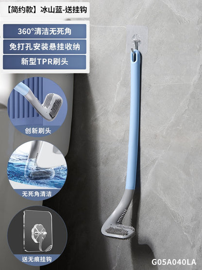 Golf Silicone Brush Head Toilet Brush Home No Dead Angle Wash Toilet Brush Artifact Bathroom Wall-mounted Cleaning