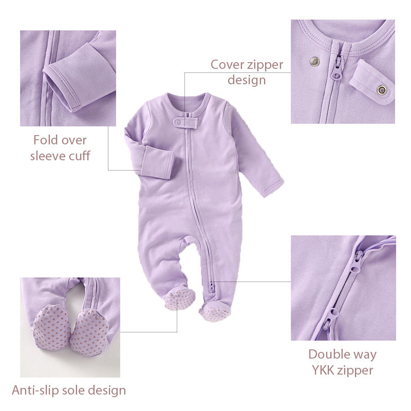 Foreign Trade Climbing Clothes Baby Jumpsuit Spring And Autumn A Ins Style Baby Climbing Clothes Organic Cotton Foot-Wrappable Baby Jumpsuit