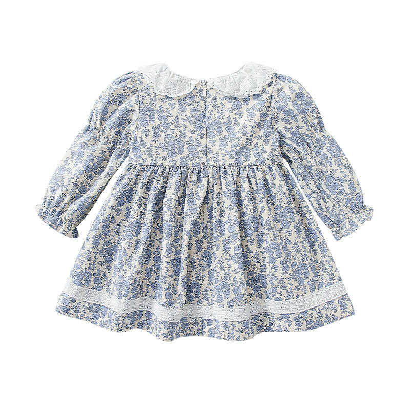 Children&#039;s Princess Dress Autumn New Floral Mori Dress Lace Bow Long Sleeve Baby Baby Skirt Wholesale