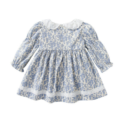 Children&#039;s Princess Dress Autumn New Floral Mori Dress Lace Bow Long Sleeve Baby Baby Skirt Wholesale