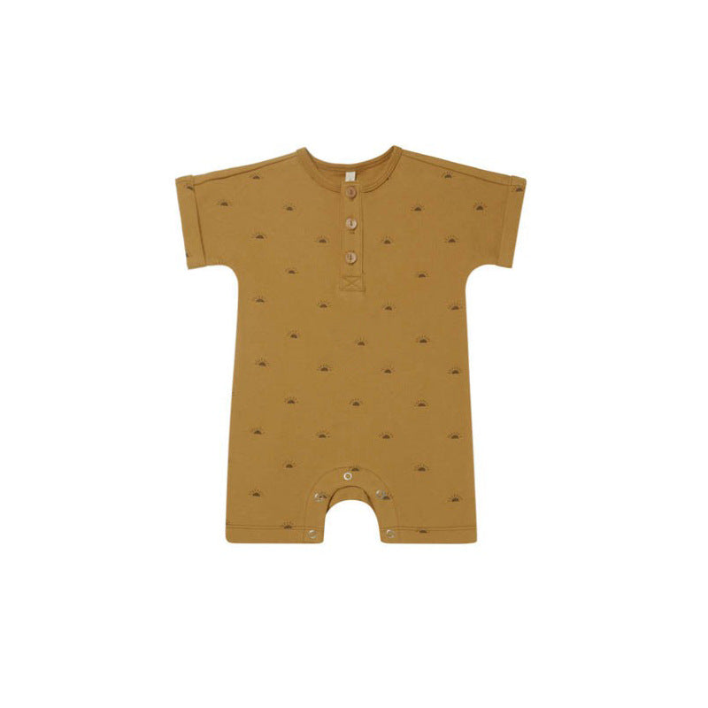 1a Ins Wind Baby Clothes Cotton Male Baby Thin Section Romper Summer Short-sleeved Jumpsuit Female Baby Chest Open Romper