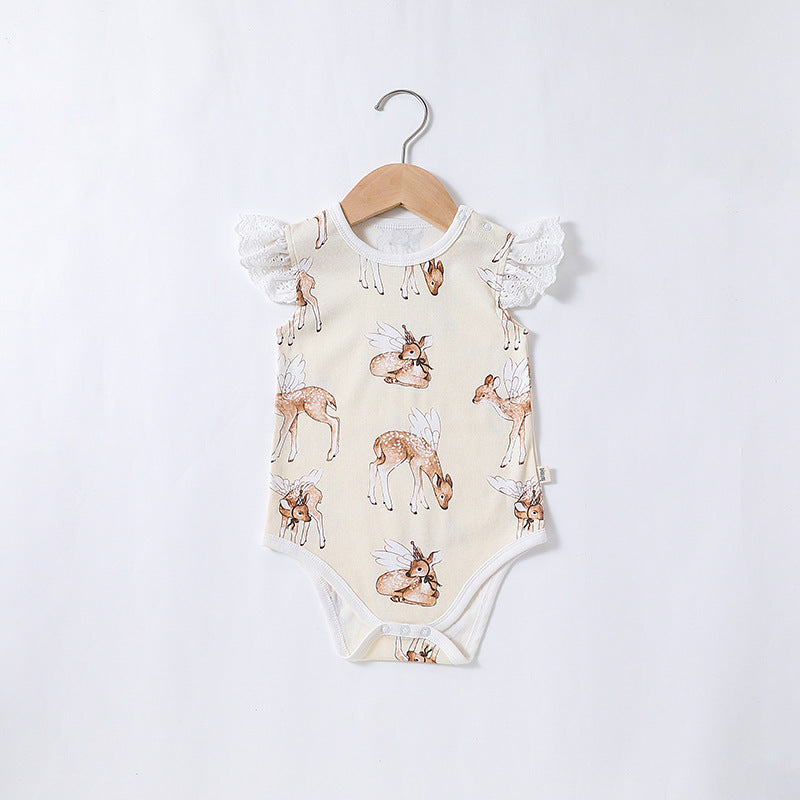 Summer New Baby Fart Clothes Ins Female Baby Short-sleeved Romper Newborn Jumpsuit Baby Romper Thin Section