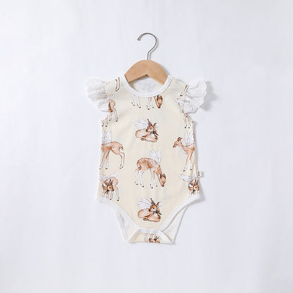 Summer New Baby Fart Clothes Ins Female Baby Short-sleeved Romper Newborn Jumpsuit Baby Romper Thin Section