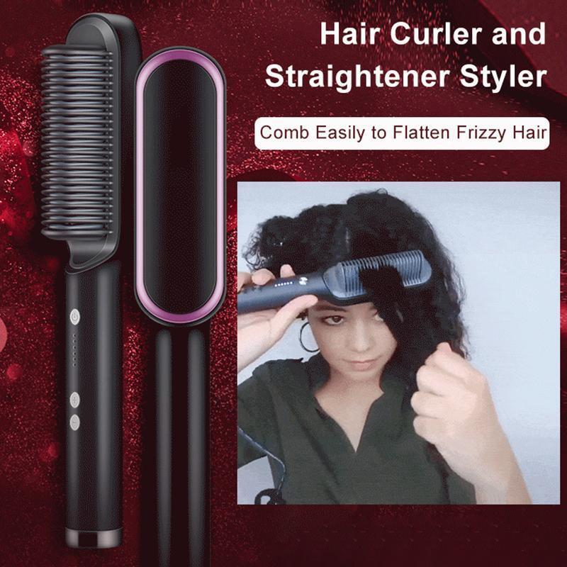 Cross-border Popular Hair Straightener Brush Negative Ion Hair Straightener