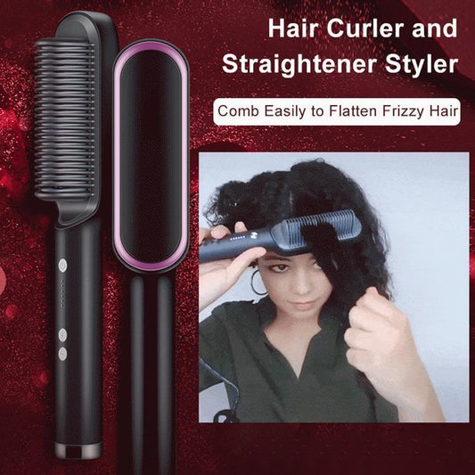 Cross-border Popular Hair Straightener Brush Negative Ion Hair Straightener