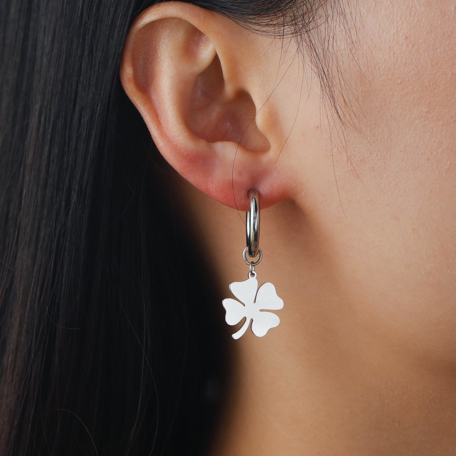 Lucky Four-leaf Clover 304 Material Stainless Steel Earrings