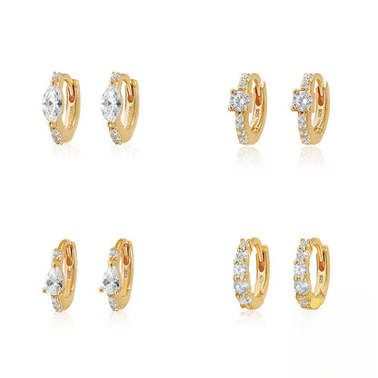 S925 Sterling Silver Luxury Diamond Ear Buckle Circle Premium Ear Ring Earrings Korean Style Elegant Niche Premium Earrings