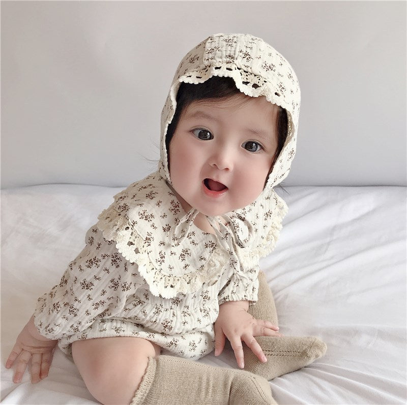 Children&#039;s Clothing Spring And Autumn Korean Style Baby Female Floral Bag Fart Clothes Baby Baby Lace Doll Collar Hatshirt Hatshirt