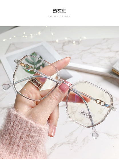 2021 New Anti-blue Light Glasses Female TR Korean Version Of The Trendy Style Plain Net Red Flat Glasses Frame Students Myopia Finished Products