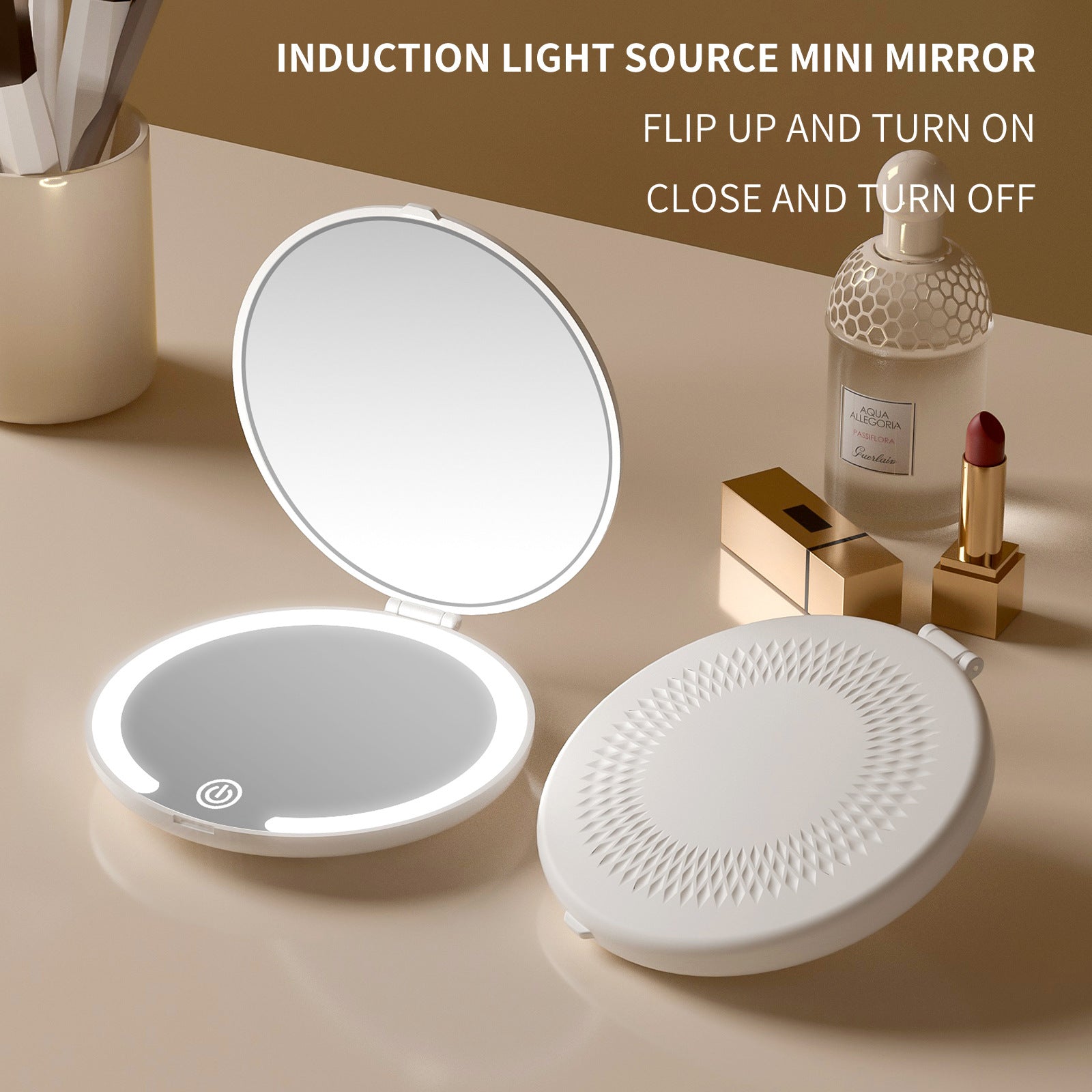 Led Makeup Mirror Portable Folding Flip Mirror Portable Makeup Mirror Rechargeable Travel Mini Mirror