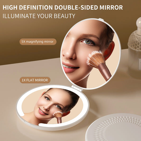 Led Makeup Mirror Portable Folding Flip Mirror Portable Makeup Mirror Rechargeable Travel Mini Mirror