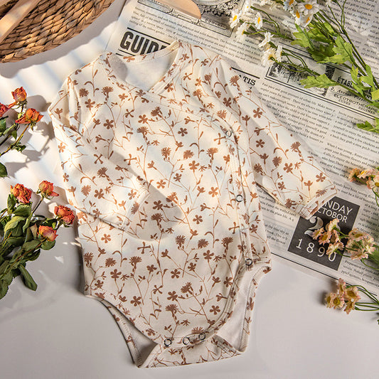Baby Summer Air-conditioned Clothes Thin Bamboo Cotton Long-sleeved Jumpsuit Baby Romper