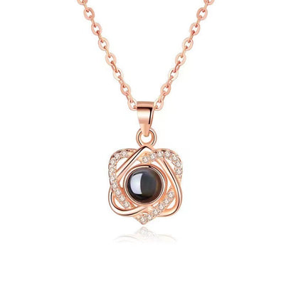 S925 Sterling Silver Double Love Projection Necklace Women&#039;s Collarbone Chain Japanese And Korean Simple Student Mori Heart Pendant Neck Chain