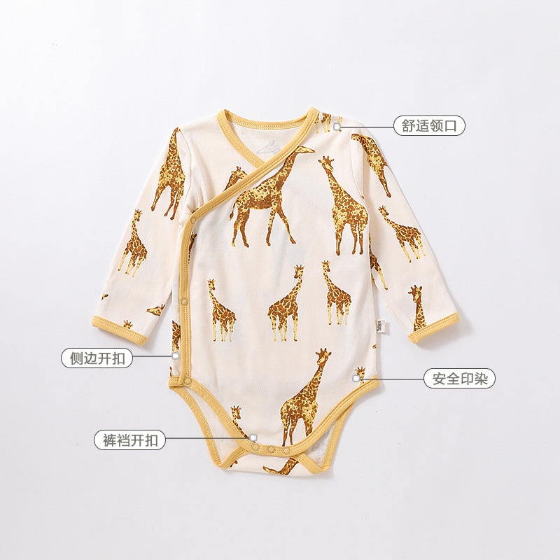 1c Baby Clothes Baby Spring Cotton Jumpsuit Long-sleeved Triangle Romper Romper Baby Bottoming Bag Fart Clothing