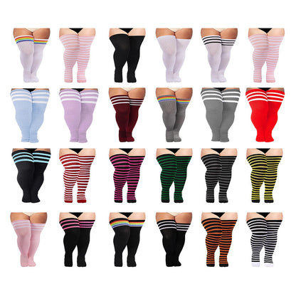 Knee-length Fat Plus Larger Women&#039;s Beautiful Legs Cross-knee Socks European And American Color Extended Sports Cotton Socks