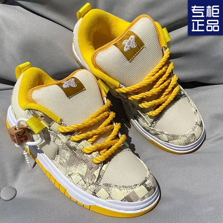 Light Luxury Plus Size Couple&#039;s Trendy Internet Famous Casual Men&#039;s Shoes Thickened Lemon Yellow Bread Shoes Trendy Board Shoes