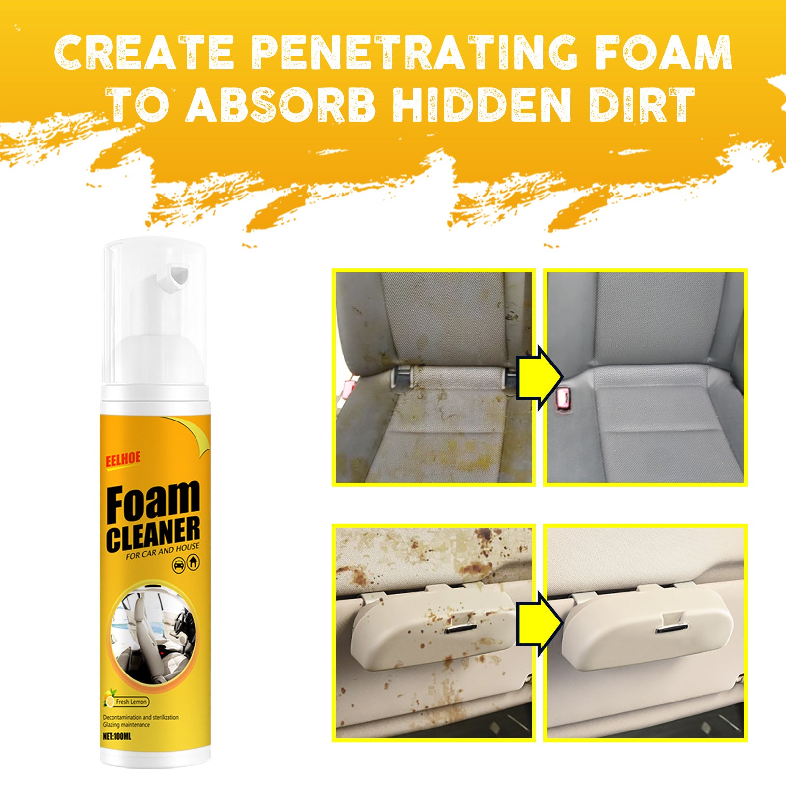 EELHOE Multifunctional Foam Cleaner Supplies Car Interior Decontamination Seat Cleaner Foam Head