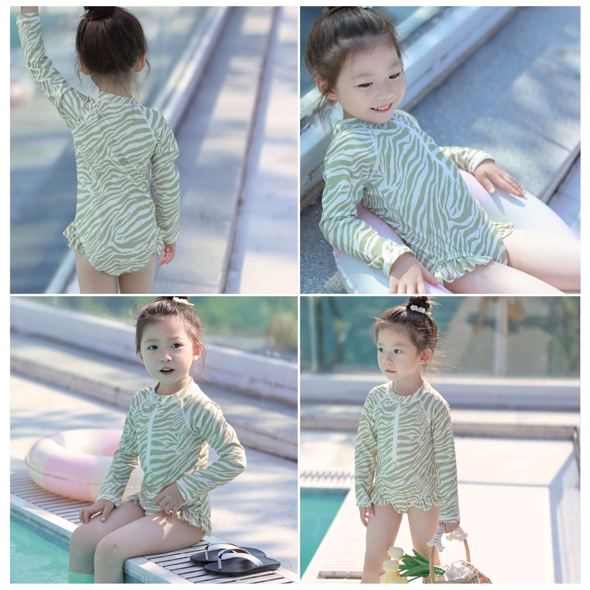 Girl&#039;s Floral Long-sleeved  Girls swimwearsNew Arrival Baby Girl&#039;s Sunscreen Quick-drying Swimsuit Ins Hot Spring Swimsuit