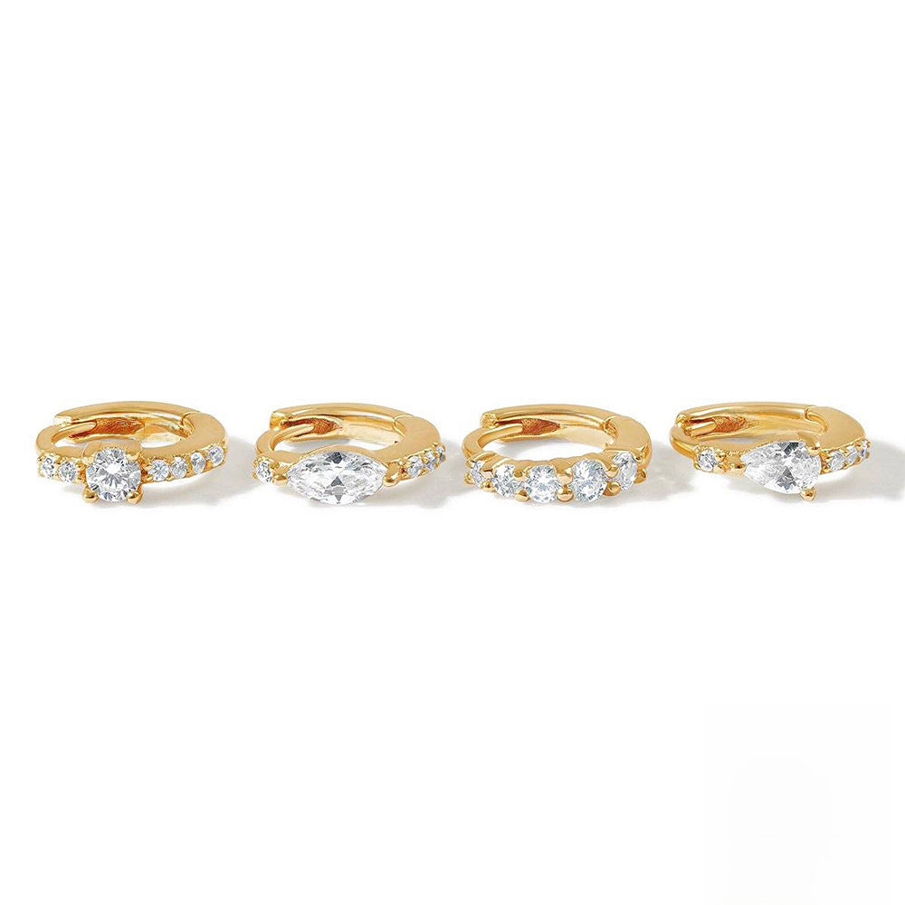 S925 Sterling Silver Luxury Diamond Ear Buckle Circle Premium Ear Ring Earrings Korean Style Elegant Niche Premium Earrings