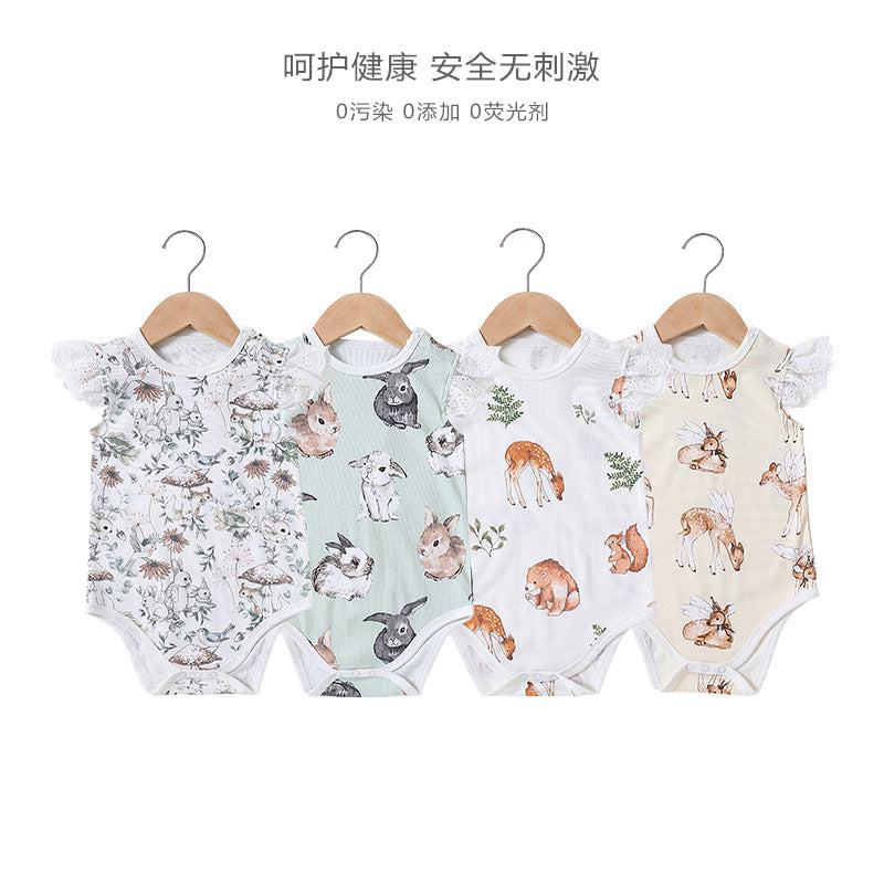 Summer New Baby Fart Clothes Ins Female Baby Short-sleeved Romper Newborn Jumpsuit Baby Romper Thin Section