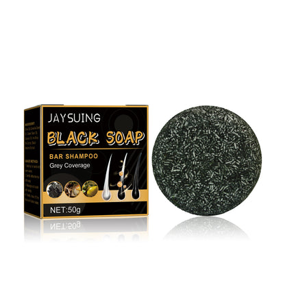 Jaysuing Black Hair Soap Black Thick Hair Cleansing Scalp Soft Hair Strong Hair Fixing Shampoo Soap