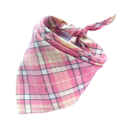 XL-Pet Dog Cat Scotland Thickened Flannel Triangular Scarf Cotton Velvet Lace-up Decorative Bib Scarf