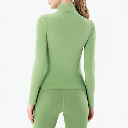 Autumn And Winter New High-neck Fitness Clothes Ladies Long-sleeved Top Zipper Tight Sports Jacket Lulu Yoga Clothes