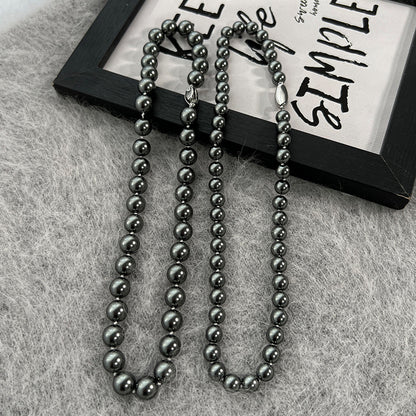 New Tahidi Black Shijia Pearl Necklace Women&#039;s High-grade Niche Versatile Autumn And Winter Stacked Sweater Chain Jewelry