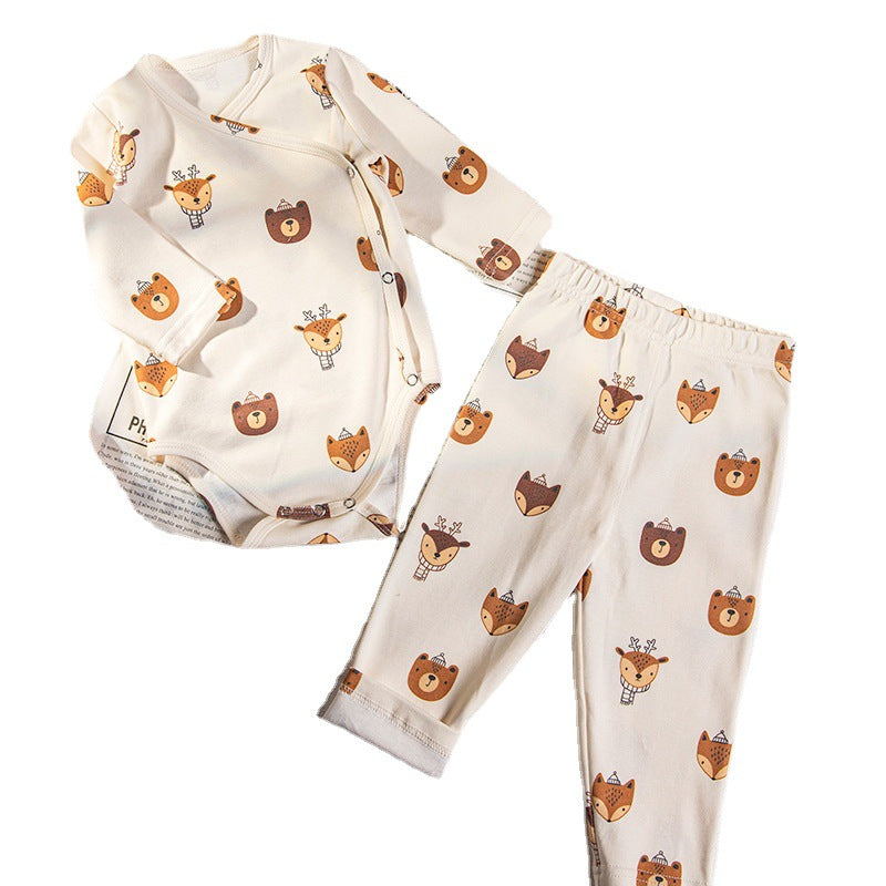 New Cotton Baby Fart Clothes Newborn Romper Long-sleeved Crawling Clothes Summer Baby Clothes Two-piece Set