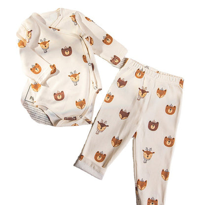 New Cotton Baby Fart Clothes Newborn Romper Long-sleeved Crawling Clothes Summer Baby Clothes Two-piece Set