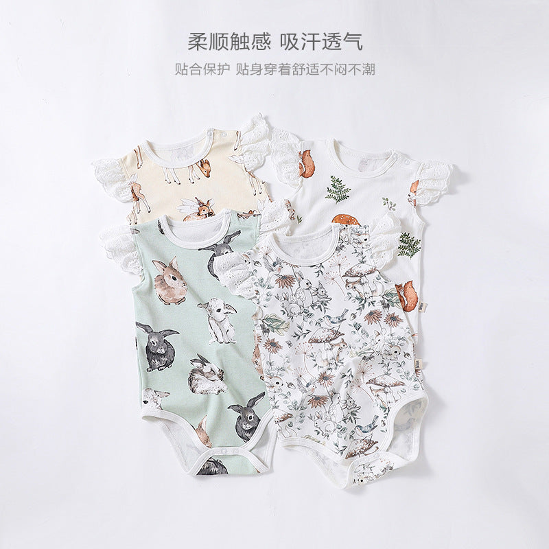 Summer New Baby Fart Clothes Ins Female Baby Short-sleeved Romper Newborn Jumpsuit Baby Romper Thin Section