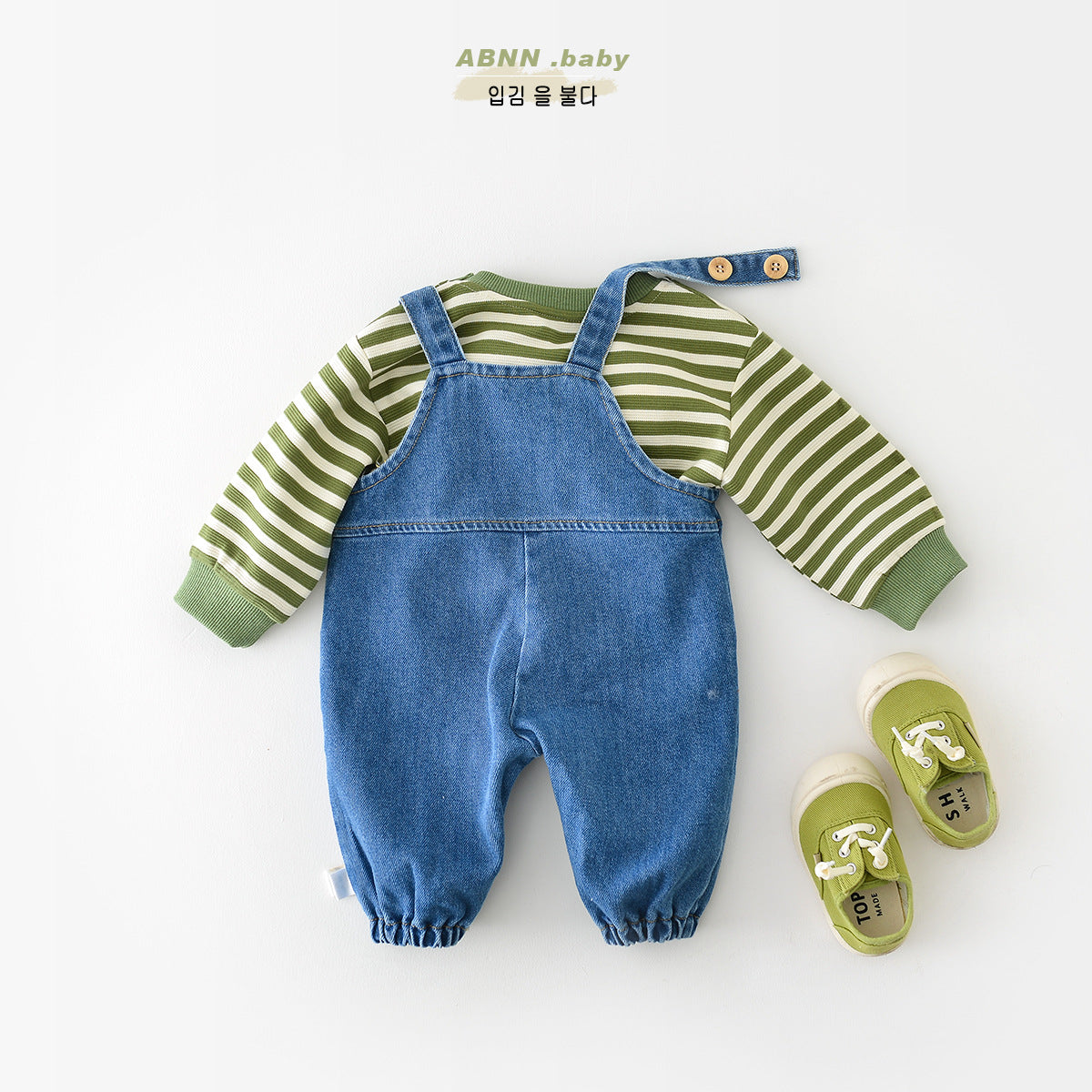 Spring New Baby Denim Overalls Baby Cartoon Frog Series 0-3 Years Old Washed Denim Pants