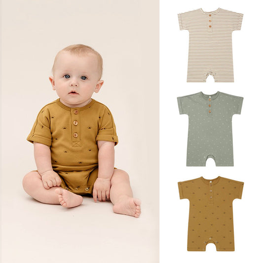 1a Ins Wind Baby Clothes Cotton Male Baby Thin Section Romper Summer Short-sleeved Jumpsuit Female Baby Chest Open Romper